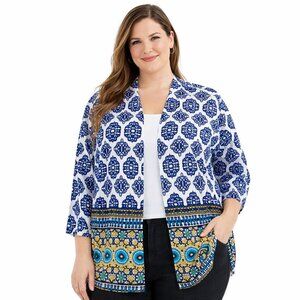 Jessica London Multicolor Medallion Print Kimono Style Jacket Womens 16W NWOT